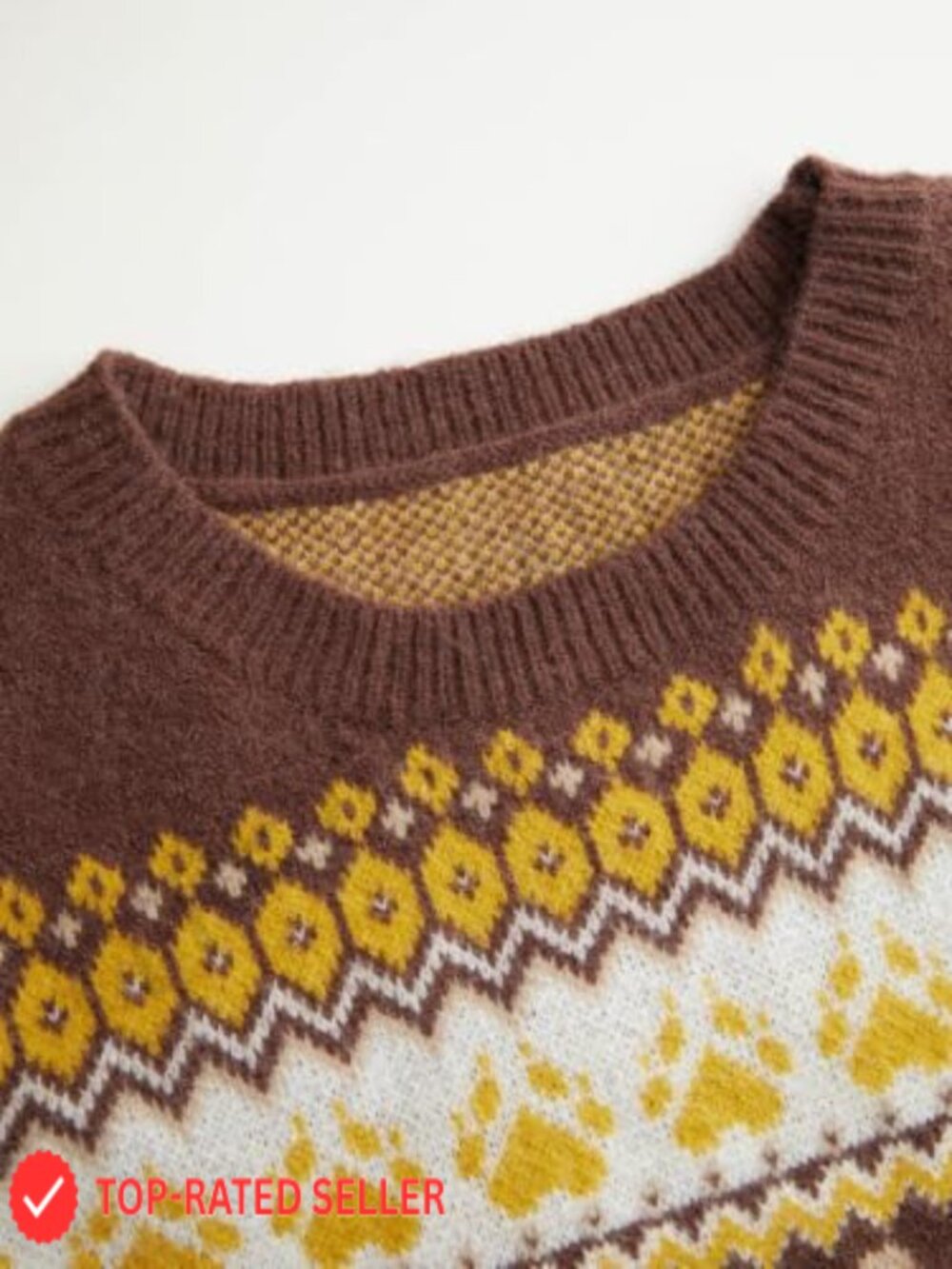 Fair Isle Bird Motif Sweater Vest Crew Neck Jacquard Knit Layer - Picture 2 of 3
